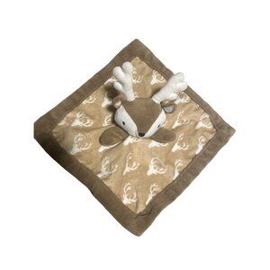 Levtex Baby Deer Lovey Security Blanket Stuffed Animal Plush Beige & White Antle